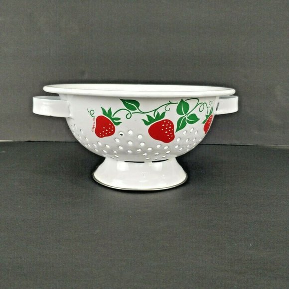 Vintage Teleflora 1983 Strawberry Country Kitchen Strainer Drainer Colander 8'' - Picture 3 of 8